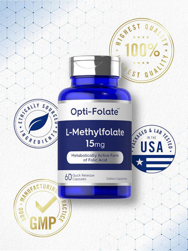 Carlyle L Methylfolate 15mg | 60 Capsules | Max Potency | Optimized and Activated | Non-GMO Gluten | Methyl Folate 5-MTHF | by Opti-Folate