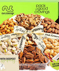 NUT CRAVINGS - Purim Mishloach Manot Mixed Nuts Gift Basket + Green Ribbon (7 Assortments, 1 LB) Ramadan Gifts Treats for Adults, Food Arrangement, Healthy Snack Care Package, Kosher