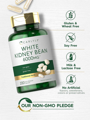 Carlyle White Kidney Bean | 6000mg | 200 Count | Non-GMO & Gluten Extract