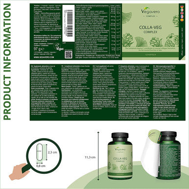 Vegan Collagen Supplement VegaveroÃƒâ€šÃ‚Â® | 2000mg | Complex with L-Lysine, L-Proline, Vitamin C (Acerola) & Superfoods Extracts | NO Additives | 120 Vegetarian Capsules