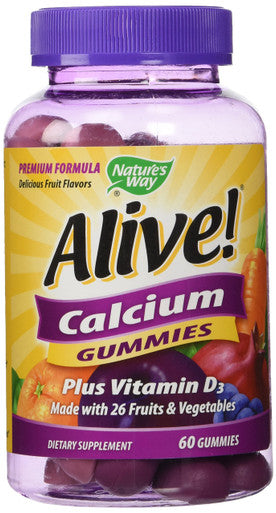 Natures Way, Calcium Alive Plus D 100 Mg, 60 Chewa