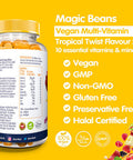 2X Actikid Magic Beans Vegan Multi-Vitamin 60X Tropical Twist Flavour | Gelatine Free | Children'S Vitamin | Immune System Booster