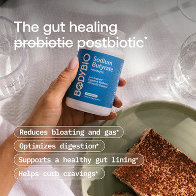 BodyBio Butyrate - Postbiotic for Gut Health, Digestive Support, Bloat, Gas & Constipation Relief, Leaky Gut Repair - Sodium + Butyric Acid Supplement for GI Wellness