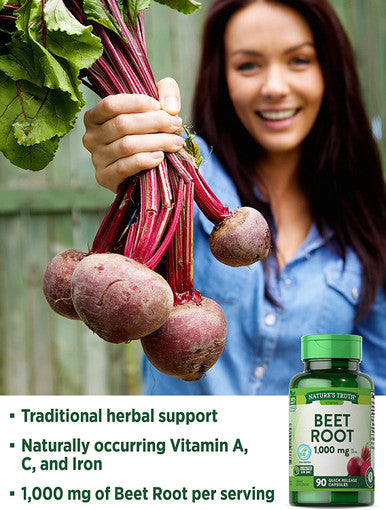 Nature's Truth Beet Root Capsules | 1000mg | 90 Pills | Herbal Extract | Gluten , Non-GMO Supplement, 90 Count