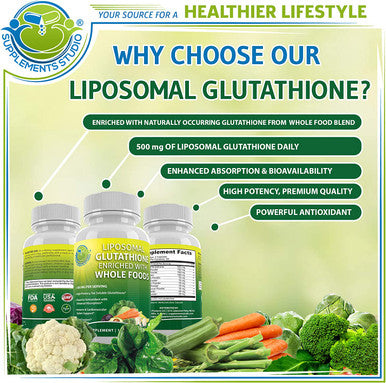 Enhanced Full Immune Cardiovascular and Respiratory System Support Bundle Liposomal Vitamin C Liquid Gel 1100mg with Liposomal Glutathione 500mg and Quercetin with Bromelain Supplement