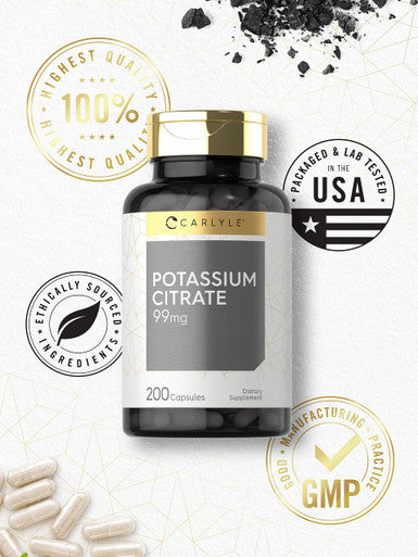 Potassium Citrate 99Mg | 200 Capsules | Non-Gmo And Gluten Free Supplement | By Carlyle