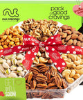 NUT CRAVINGS - Purim Mishloach Manot Mixed Nuts Gift Basket + Green Ribbon (7 Assortments, 1 LB) Ramadan Gifts Treats for Adults, Food Arrangement, Healthy Snack Care Package, Kosher
