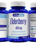 Elderberry 450mg - 200 Capsules - Super Immune Defense get Berry and Flower Flavonoids with Elderberry Capsule