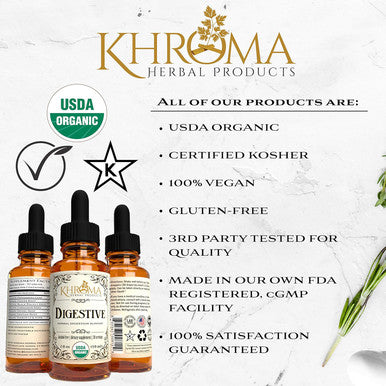Khroma Herbal Products Khroma Organic Digestive Blend - 2 oz Liquid Dietary Supplement - 30 Servings in a Glass Bottle