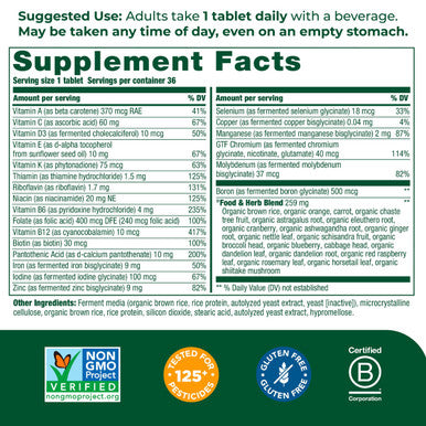 MegaFood Women'S One Daily Multivitamin For Women With Iron B Complex Vitamin C Vitamin D Biotin & More - Plus Real Food - Immune Support Supplement - Bone Health - Vegetarian - 36 Tabs