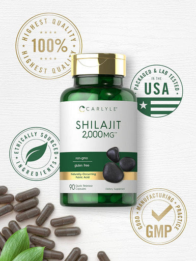 Carlyle Shilajit Capsules | 2000mg | 90 Count | Non-GMO and Gluten