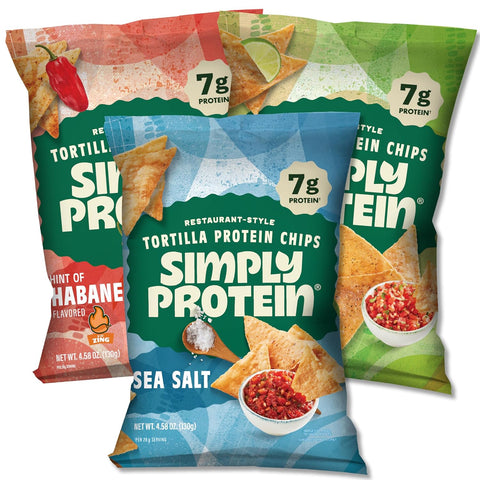 Simply Protein Tortilla Chips Restaurant Style Protein Chips Sea Salt (3Pack) 7g Protein 140 Calories Gluten Vegan Plant Based Protein Snacks Healthy Snacks 3 Bags 4.58oz (130g)