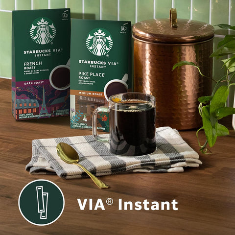 Starbucks VIA Instant Coffee Packets, Single Serve, Dark Roast Coffee, Decaf Italian Roast, 50 Packets