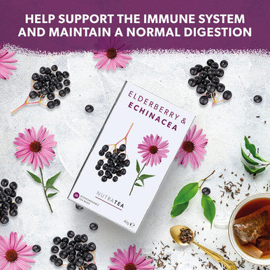 Nutra Tea - Elderberry & Ecea Tea | Elderberry Tea - Immunity Tea | Immune Tea - 20 Tea Bags - Herbal Tea