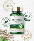 Carlyle Feverfew Capsules 380mg | 180 Count | Traditional Herb Extract | Non-GMO Gluten
