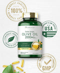 Olive Oil Supplement 2000mg 120 Softgels Cold Pressed Extra Virgin Olive Oil Non-GMO Gluten Free by Carlyle