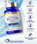 Carlyle Biotin 5000Mcg | 500 Fast Dissolve Tablets | Vegetarian, Non-Gmo, Gluten Free Supplement