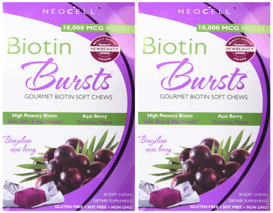 Neocell Laboratories Biotin Bursts Chewable Acai Berry High Potency 30 Count (Pack Of 2)