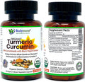 USDA Organic Turmeric Curcumin for Sensitive Stomach 45Day Supply Organic Turmeric Supplement with Black Pepper Sea Buckthorn Oil Ginger and Amla
