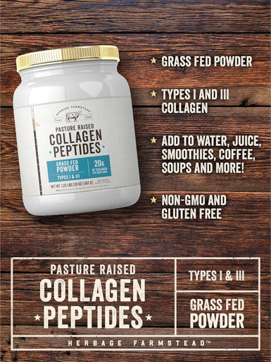 Carlyle Grass Fed Collagen Peptides Powder 20oz | Unflavored | Pasture Raised | Types I & III | 20g of Collagen Per Daily Dose | Non-GMO Gluten | by Herbage Farmstead