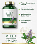Carlyle Vitex Chasteberry Supplement | 820Mg | 320 Capsules | Vitex Agnus-Castus Fruit For Women | Non-Gmo, Gluten Free