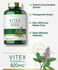 Carlyle Vitex Chasteberry Supplement | 820Mg | 320 Capsules | Vitex Agnus-Castus Fruit For Women | Non-Gmo, Gluten Free