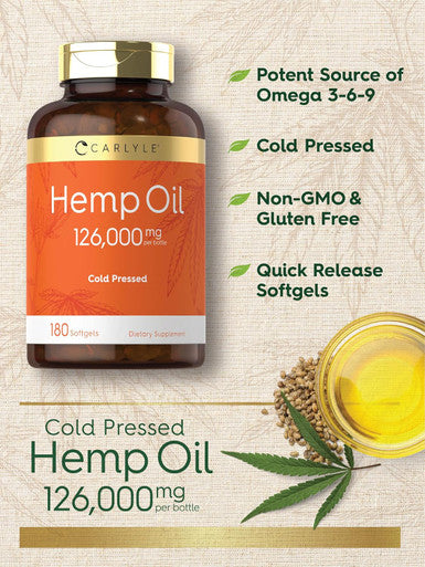 Carlyle Hemp Oil Capsules 126000 mg 180 Softgels Non-GMO Gluten