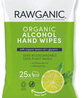 Rawganic Organic Alcohol Hand Wipes 25wipes