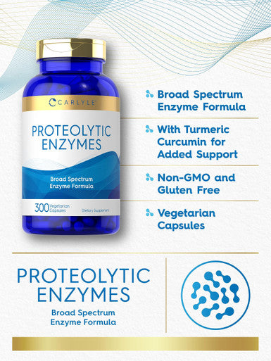 Carlyle Proteolytic Enzymes | 300 Capsules | Systemic Broad Spectrum Supplement | Vegetarian, Non-Gmo & Gluten Free Formula