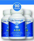 Life Strength Adk 90 Ct Physician Formulated Vitamins A1, D3 & K2 (As Mk7) Bone, Heart & Immune System Support Gluten Free, Soy Free, Non-Gmo (90 Count Pack Of 1)