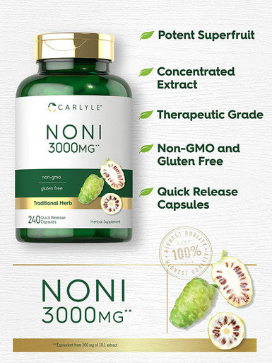 Carlyle Noni Capsules 3000mg | 240 Count | Non-GMO, Gluten Free