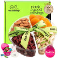 NUT CRAVINGS - Purim Mishloach Manot Mixed Nuts Gift Basket + Green Ribbon (7 Assortments, 1 LB) Ramadan Gifts Treats for Adults, Food Arrangement, Healthy Snack Care Package, Kosher