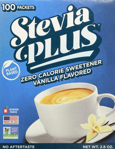 Sweetleaf Stevia Plus Zero Calorie Sweetener Vanilla Flavor Plant-Based Vegan Friendly her Gluten & Non-GMO 100 Count 2.8 Ounce (Pack of 6)