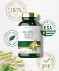 Carlyle Licorice Root Capsules 900mg | 300 Count | Root Extract Supplement | Non-GMO Gluten