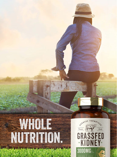 Grass Fed Beef Kidney Capsules | 200 Count | 3000Mg | Pasture Raised Desiccated Bovine Supplement | Hormone And Pesticide Free