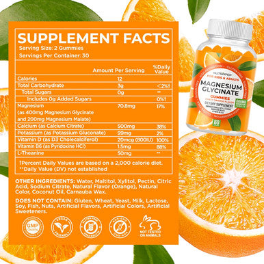 Magnesium Glycinate Gummies For Kids & Adults Women & Men - Sugar Gluten Non-Gmo Vegan Chewable Supplement