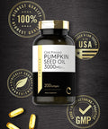 Carlyle Pumpkin Seed Oil Capsules 3000mg | 200 Count | Non-GMO and Gluten Formula | Cold Pressed Dietary Supplement