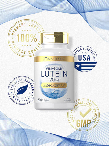Carlyle Lutein and Zeaxanthin 20mg | 300 Softgels | Eye Health Vitamins | Non-GMO & Gluten Supplement