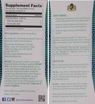 Hyleys Lakma Super Slim Tea with Mango - 25 Tea Bags