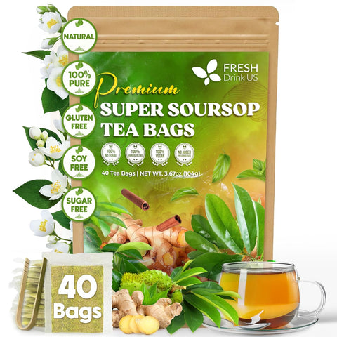 FreshDrinkUS, Premium 50 Mulberry Leaf Tea Bags, 100% Natural & Pure from Mulberry Leaves. Herbal Tea. Made with Natural Material Tea Bags. No Sugar, No Caffeine, No Gluten, Vegan.