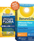 ReLife Extra Care Probiotic Ultimate Flora Extra Care Shelf Stable Probiotic Supplement Gluten Dairy Soy 50 Billion Cfu 60 Vegetarian Capsules 120 Count