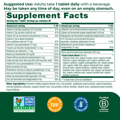 MegaFood Women'S One Daily Multivitamin For Women - With Iron B Complex Vitamin C Vitamin D Biotin And More - Plus Real Food - Immune Support Supplement - Bone Health - Vegetarian - 90 Tabs