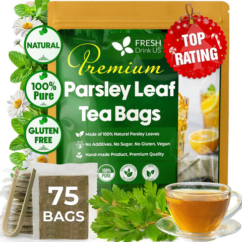 FreshDrinkUS, Premium 120 Mulberry Leaf Tea Bags, 100% Natural & Pure from Mulberry Leaves. Loose Leaf Herbal Tea. Made with Natural Material Tea Bags. No Sugar, No Caffeine, No Gluten, Vegan.