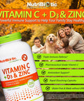 Nutribiotic â€“ Vitamin C + Vitamin D3 & Zinc 250 Capsules Potent Comprehensive Immune Support Essential & Antioxidant Daily Supplement Gluten & Gmo