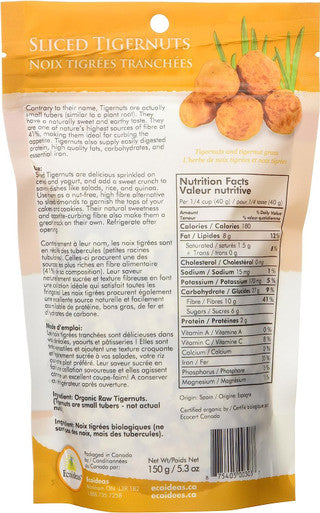 Ecoideas Organic Tigernuts, Sliced, 150g