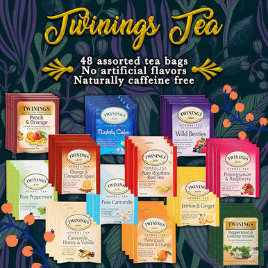 Tea Bunch Twinings 48 Assorted Tea Bags Variety Pack 12 Flavors Tea Assortment Tea Sampler Set with 20 Honey Sticks for Tea - Assorted Tea Bags Individually Wrapped