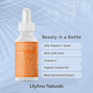 LilyAna Naturals C Plus Vitamin C Eye Cream 1 Oz and Vitamin C Serum 1 Oz Bundle AntiAging Cream for your Eyes and Face Serum with Hyaluronic Acid and Vitamin E Reduces Age Spots and Sun Damage