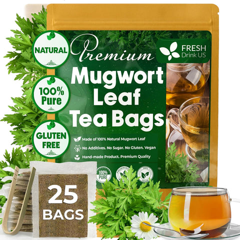 FreshDrinkUS, Premium 50 Mulberry Leaf Tea Bags, 100% Natural & Pure from Mulberry Leaves. Herbal Tea. Made with Natural Material Tea Bags. No Sugar, No Caffeine, No Gluten, Vegan.