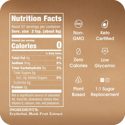 Monk Fruit In The Raw, Sweetener Bag, 1 LB, 8 Pack | Keto Certified Monk Fruit Sweetener, Perfect Substitute for Raw Cane Sugar, Good for Baking, Zero Net Carbs, Zero Calories