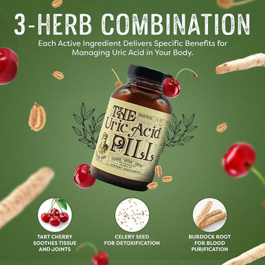 Medicine Man Plant Co The Uric Acid Pill 90 Capsules - Organic Uric Acid Supplement With Tart Cherry Extract, Celery Seeds, And Burdock Root - Uric Acid Support Supplement Containing Non-Gmo And Herbal Ingredients